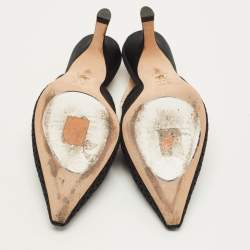 مملوكة مسبقًا Dior J'Adior Size 40 Black/White Knit Fabric Pointed Toe Slingback Pumps