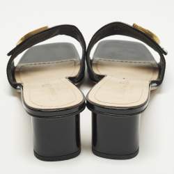 Pre Owned Dior C'est Dior Size 37.5 Black Patent Leather Slide Sandals