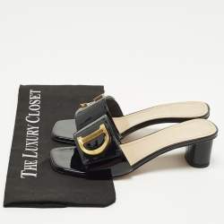 Pre Owned Dior C'est Dior Size 37.5 Black Patent Leather Slide Sandals