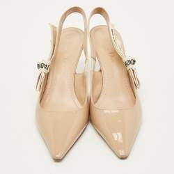 Pre Owned حذاء كعب عالي ديور قماش فني جادور أسود بمقدمة مدببة حزام على الكاحل مقاس 39