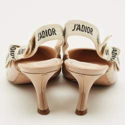 Pre Owned حذاء كعب عالي ديور قماش فني جادور أسود بمقدمة مدببة حزام على الكاحل مقاس 39