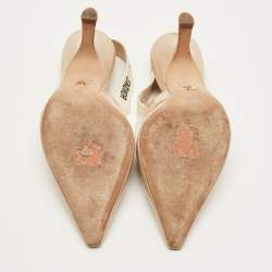 Pre Owned حذاء كعب عالي ديور قماش فني جادور أسود بمقدمة مدببة حزام على الكاحل مقاس 39