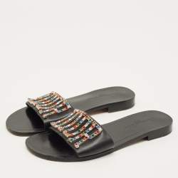 Pre Owned صندل سلايد ديور جلد أسود بشعار ديوريفولوشن مقاس 39