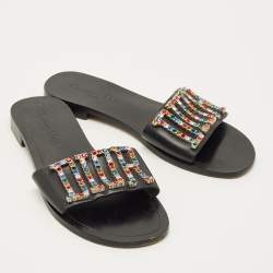 Pre Owned صندل سلايد ديور جلد أسود بشعار ديوريفولوشن مقاس 39