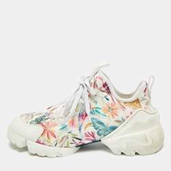 مملوكة مسبقًا Dior D-Connect Size 38 Multicolor Fabric and Leather Low Top Sneakers