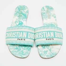 مملوكة مسبقًا صندل ديور دواي كانفاس أخضر مسطح مقاس 38