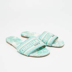 مملوكة مسبقًا صندل ديور دواي كانفاس أخضر مسطح مقاس 38