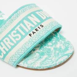 مملوكة مسبقًا صندل ديور دواي كانفاس أخضر مسطح مقاس 38