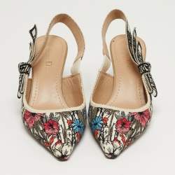 مملوكة مسبقًا حذاء كعب عالي ديور جادور مطبوع متعدد الألوان بكعب خلفي مقاس 36