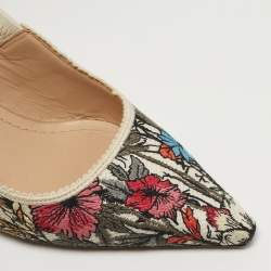 مملوكة مسبقًا حذا ء كعب عالي ديور جادور مطبوع متعدد الألوان بكعب خلفي مقاس 36