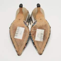 مملوكة مسبقًا حذاء كعب عالي ديور جادور مطبوع متعدد الألوان بكعب خلفي مقاس 36