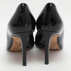 Pre Owned حذاء كعب عالي ديور جلد أسود لامع مقدمة دائرية مقاس 38