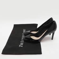 Pre Owned حذاء كعب عالي ديور جلد أسود لامع مقدمة دائرية مقاس 38