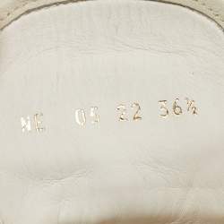 Pre Owned Dior Size 36.5 White Canvas and Leather Combat Boots