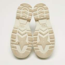 Pre Owned Dior Size 36.5 White Canvas and Leather Combat Boots
