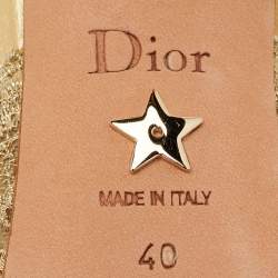 Pre Owned Dior J'Adior Size 40 Gold Metallic Mesh Embroidered Slingback Pumps