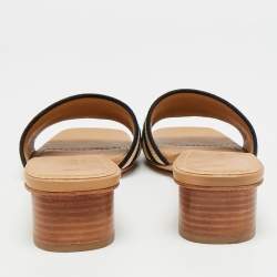 مملوكة مسبقًا Dior Dway Size 39 Brown/Black Embroidered Canvas Slide Sandals