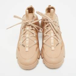 Pre Owned Dior D-Connect Size 39 Beige Neoprene and PVC Low Top Sneakers