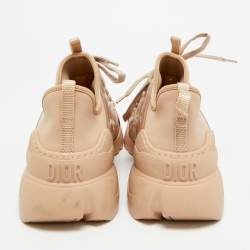 Pre Owned Dior D-Connect Size 39 Beige Neoprene and PVC Low Top Sneakers