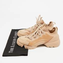 Pre Owned Dior D-Connect Size 39 Beige Neoprene and PVC Low Top Sneakers