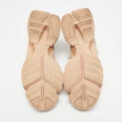 Pre Owned Dior D-Connect Size 39 Beige Neoprene and PVC Low Top Sneakers