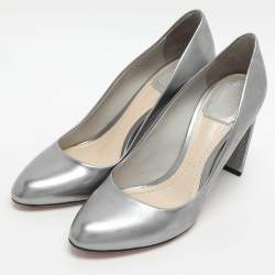 Pre Owned حذاء ديور مقاس 37 جلد فضي مغطى بطبقة لامعة