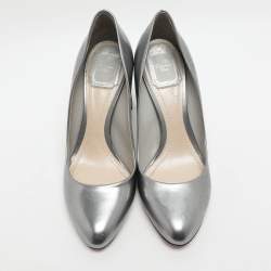 Pre Owned حذاء ديور مقاس 37 جلد فضي مغطى بطبقة لامعة