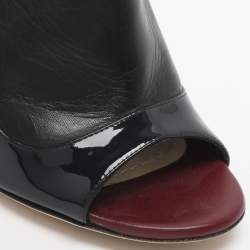 Pre Owned Dior Size 37.5 Black Patent Leather Wedge Slingback Sandals