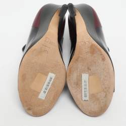 Pre Owned Dior Size 37.5 Black Patent Leather Wedge Slingback Sandals