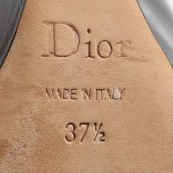 Pre Owned Dior Size 37.5 Black Patent Leather Wedge Slingback Sandals