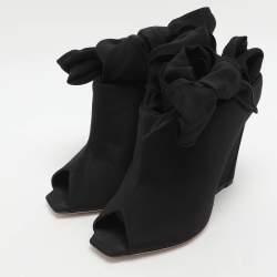 Pre Owned Dior Brooklyn Size 37 Black Nylon Ankle Wrap Peep Toe Ankle Boots