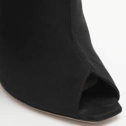 Pre Owned Dior Brooklyn Size 37 Black Nylon Ankle Wrap Peep Toe Ankle Boots