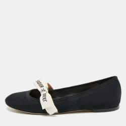 مملوكة مسبقًا Dior J'Adior Size 38.5 Black Mesh Ballet Flats