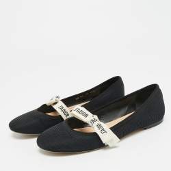 مملوكة مسبقًا حذاء باليرينا مسطح ديور جادور شبك أسود مقاس 38.5