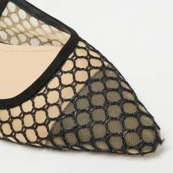 Pre Owned Dior J'Adior Size 38.5 Black Mesh and Suede Slingback Flats