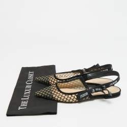 Pre Owned Dior J'Adior Size 38.5 Black Mesh and Suede Slingback Flats