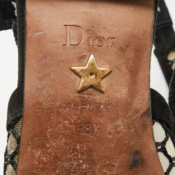 Pre Owned Dior J'Adior Size 38.5 Black Mesh and Suede Slingback Flats