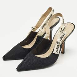 مملوكة مسبقًا حذاء كعب عالي ديور جادور قماش تقني أسود حزام خلفي مقاس 37