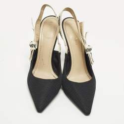 مملوكة مسبقًا حذاء كعب عالي ديور جادور قماش تقني أسود حزام خلفي مقاس 37