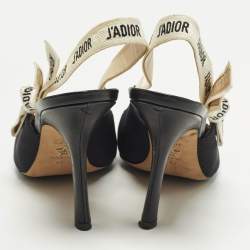 مملوكة مسبقًا حذاء كعب عالي ديور جادور قماش تقني أسود حزام خلفي مقاس 37