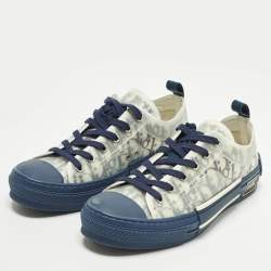 مملوكة مسبقًا Dior Size 41 White/Grey Oblique Mesh and Rubber B23 Low Top Sneakers 