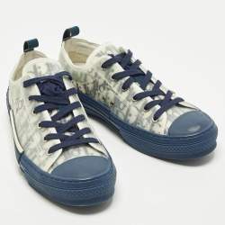 مملوكة مسبقًا Dior Size 41 White/Grey Oblique Mesh and Rubber B23 Low Top Sneakers 