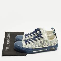 مملوكة مسبقًا Dior Size 41 White/Grey Oblique Mesh and Rubber B23 Low Top Sneakers 