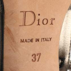 Pre Owned Dior Size 37 Metallic Metalic Leather and Python Leather Ankle Strap Sandals