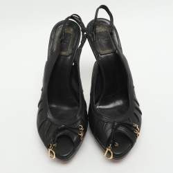 مملوكة مسبقًا صندل سلايبك جلد أسود بشريط خلفي ديور مقاس 37