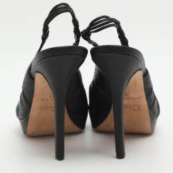 مملوكة مسبقًا صندل سلايبك جلد أسود بشريط خلفي ديور مقاس 37