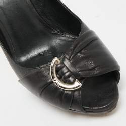 مملوكة مسبقًا Dior Size 37 Black Leather Peep Toe Platform Pumps 