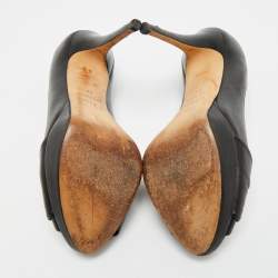 مملوكة مسبقًا Dior Size 37 Black Leather Peep Toe Platform Pumps 