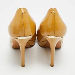 مملوكة مسبقًا حذاء كعب عالي ديور ميس ديور مقدمة مفتوحة بكعب عالي جلد لامع بيج مميز مقاس 39