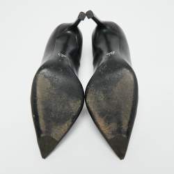 Pre Owned حذاء بكعب عالي ديور جلد أسود مقدمة مدببة شيري مقاس 36.5